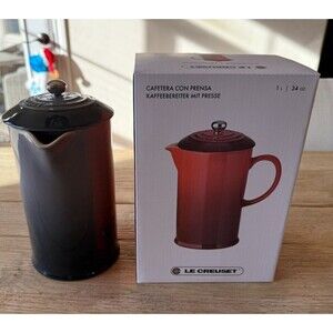 Le Creuset Stoneware 34 oz 1 Liter French Press Flint Oyster Grey Gray NEW